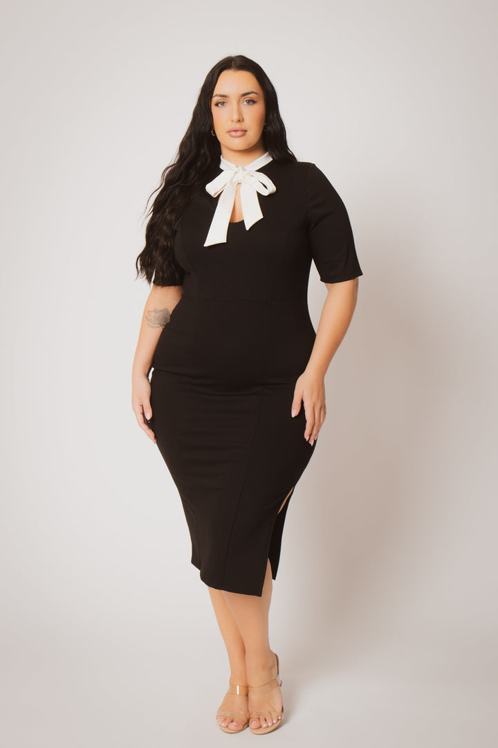 Curvy Sense Inc. Dresses Plus Size Vienna Bow Dress - Black