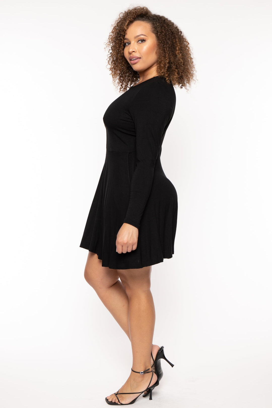 Curvy Sense Dresses Plus Size Vika Mesh Flare Dress - Black