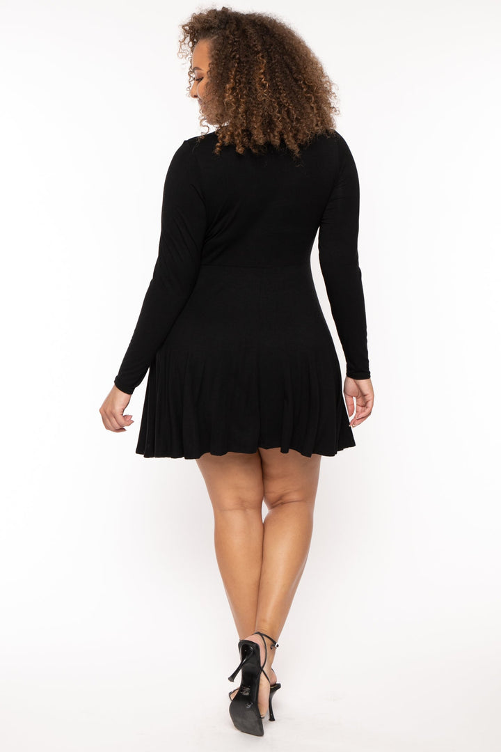 Curvy Sense Dresses Plus Size Vika Mesh Flare Dress - Black