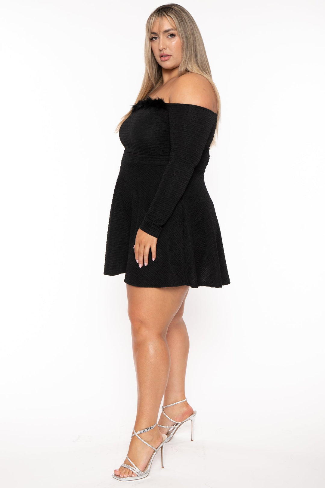 Curvy Sense Dresses Plus Size Vivienna Boa Flare Dress - Black