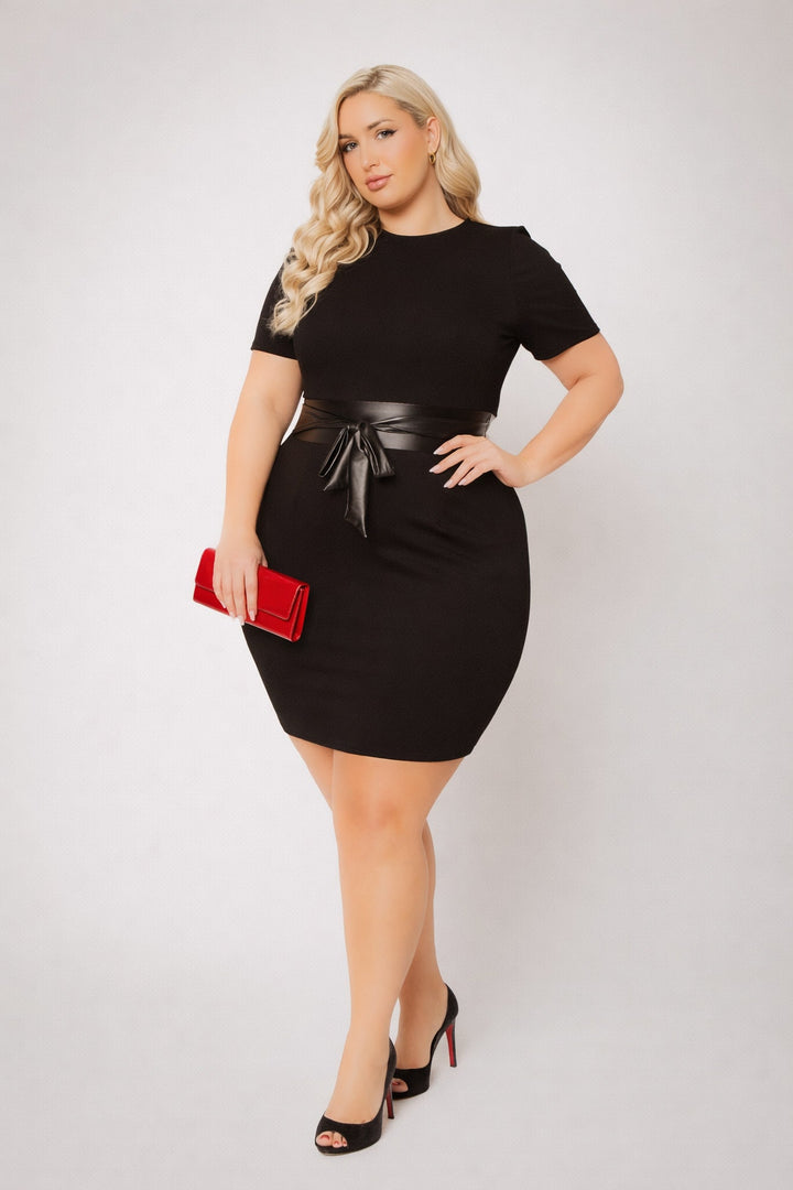 Curvy Sense Inc. Dresses Plus Size Wendy Cinched Dress - Black