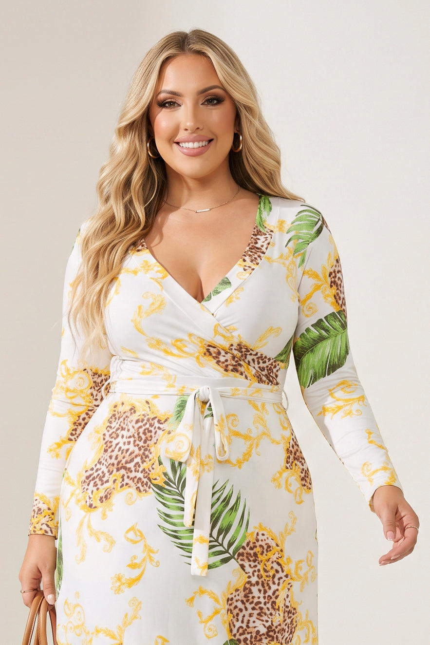 H & H FASHION Dresses Plus Size Wild Elegance Maxi Dress - White