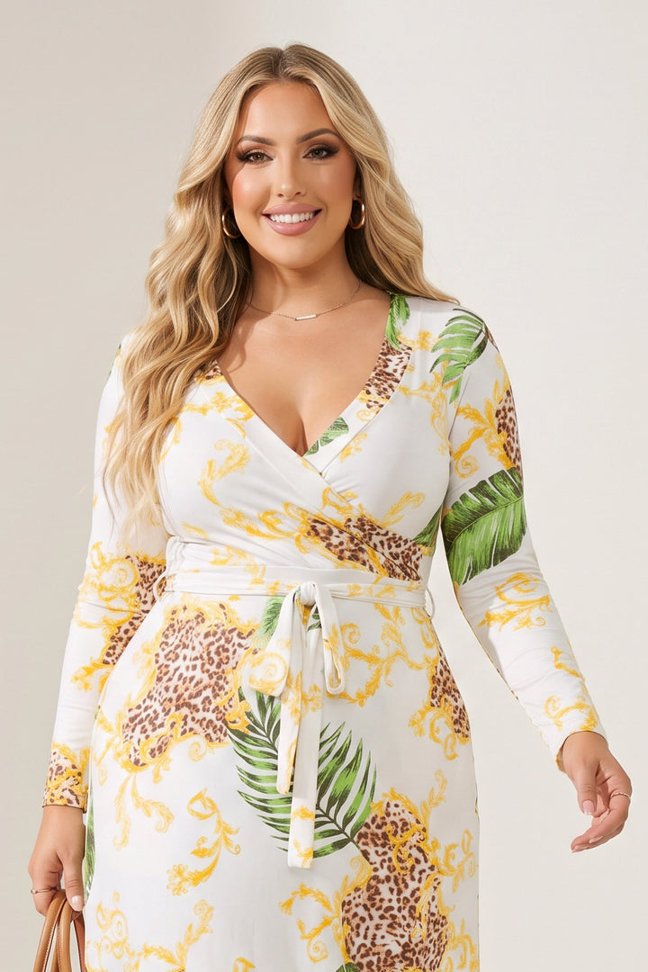 H & H FASHION Dresses Plus Size Wild Elegance Maxi Dress - White
