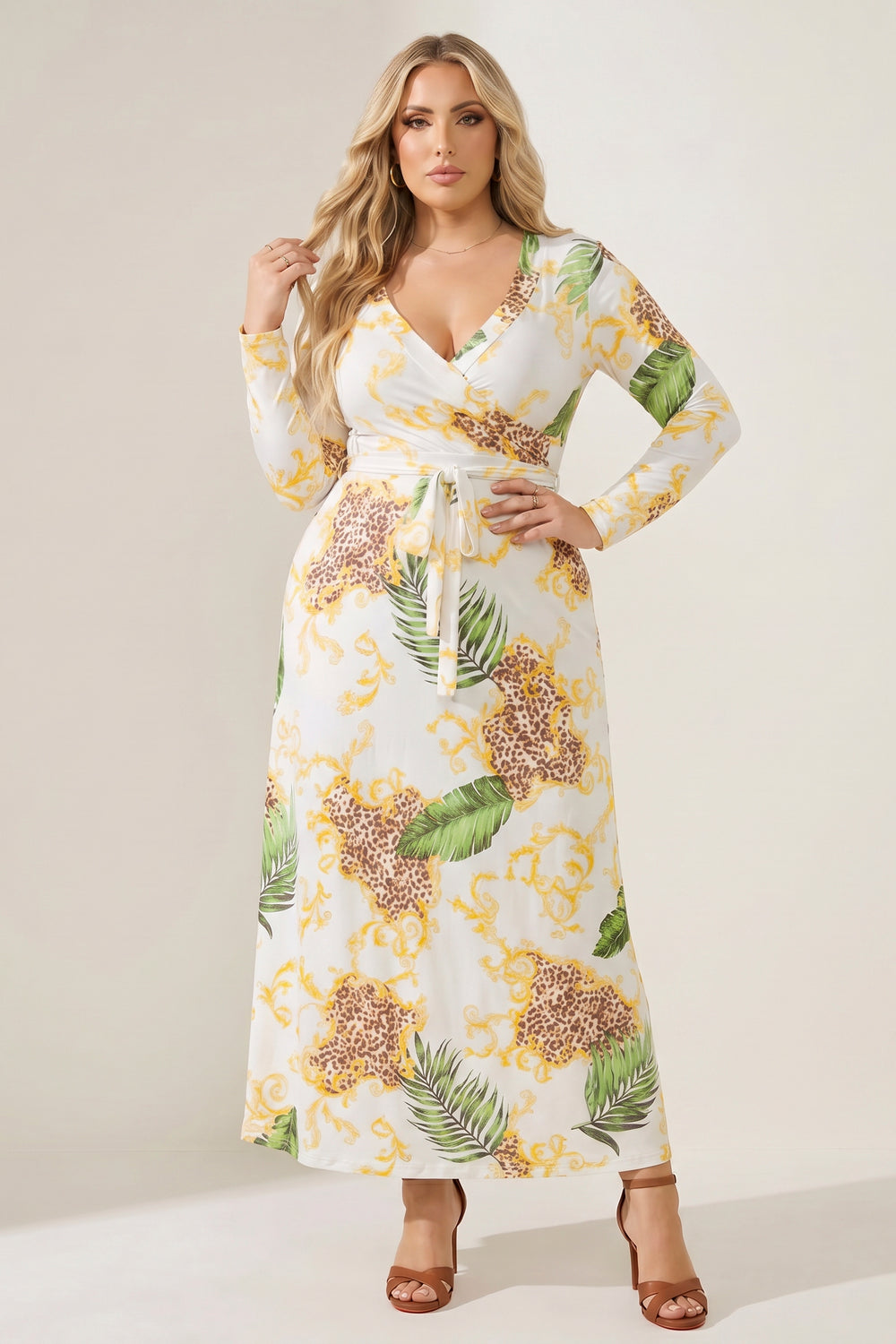 H & H FASHION Dresses Plus Size Wild Elegance Maxi Dress - White