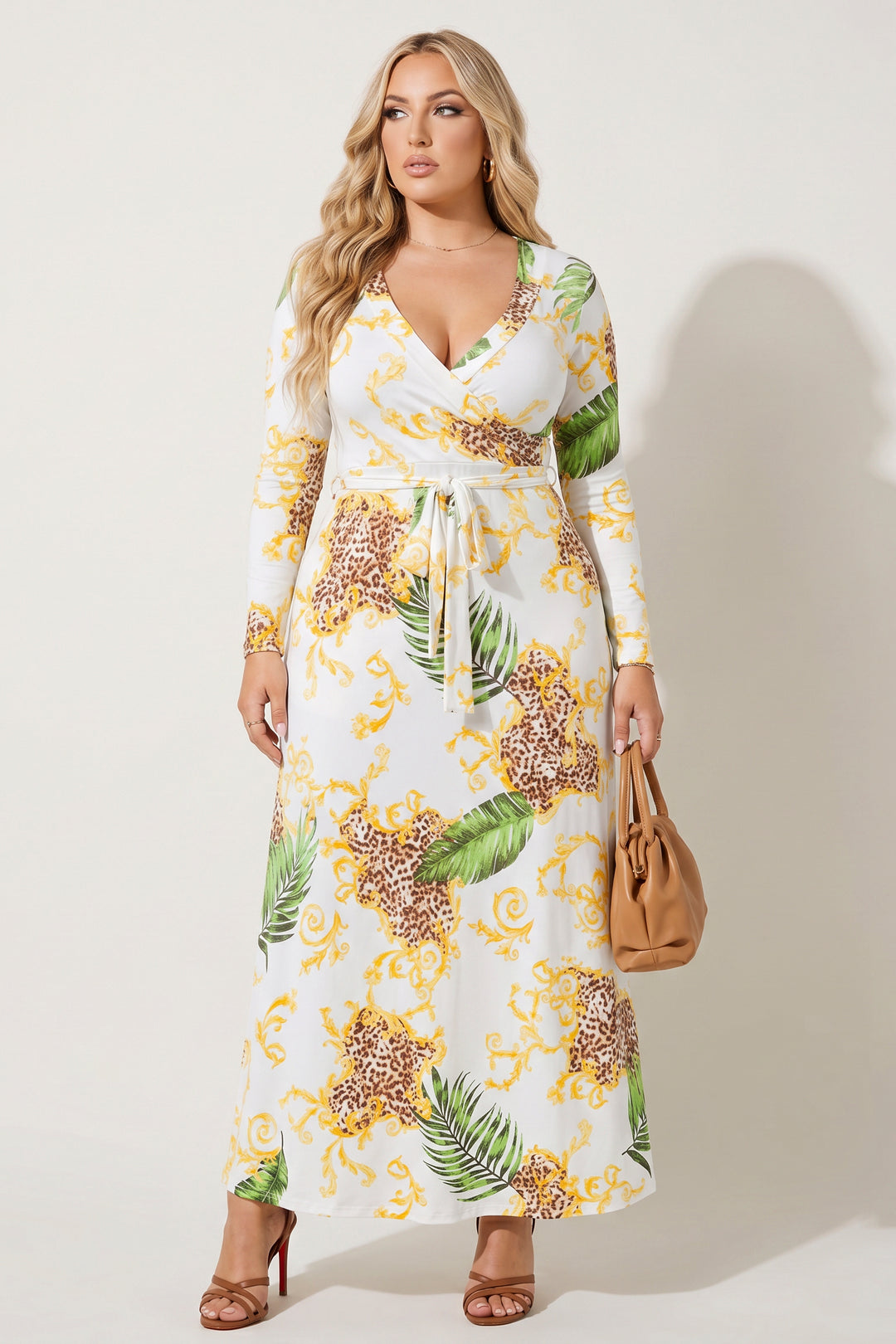 H & H FASHION Dresses Plus Size Wild Elegance Maxi Dress - White