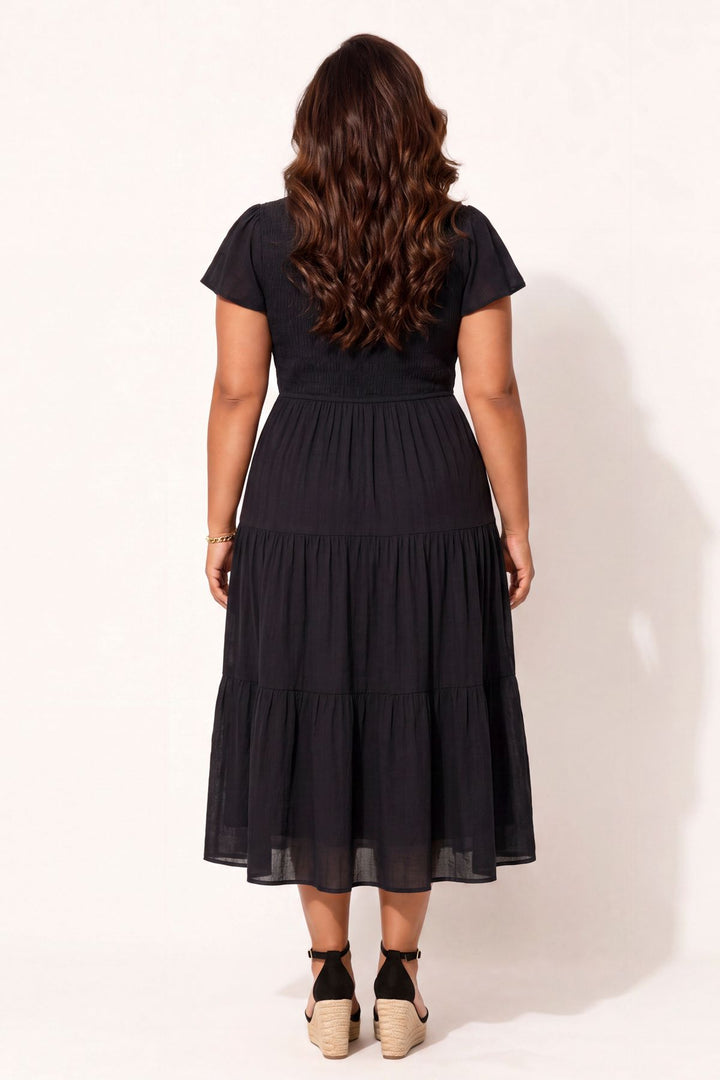 blue pepper Dresses Plus Size Willow Breeze Midi Dress - Black