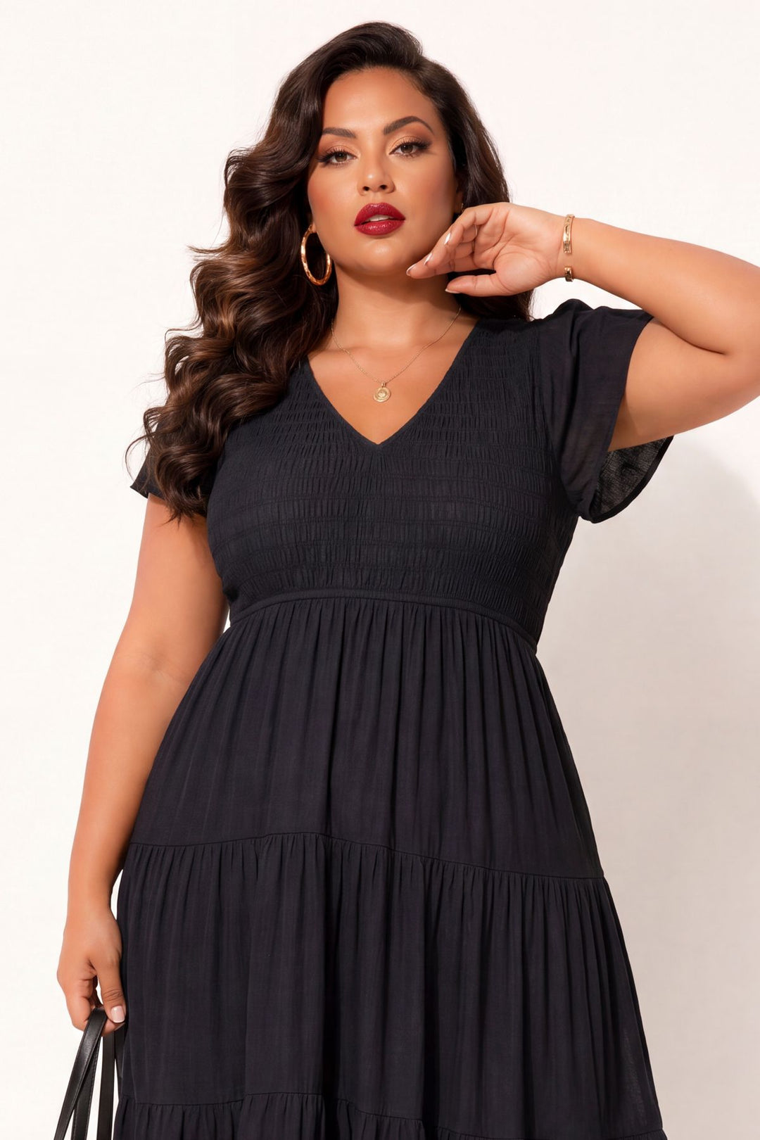 blue pepper Dresses Plus Size Willow Breeze Midi Dress - Black