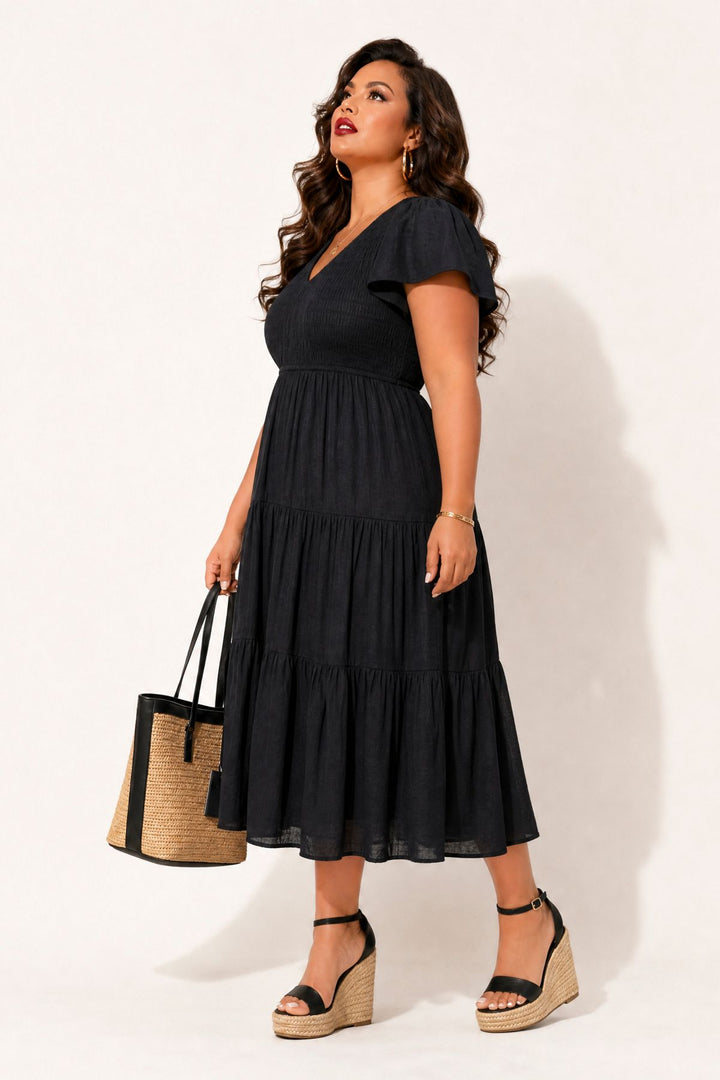 blue pepper Dresses Plus Size Willow Breeze Midi Dress - Black