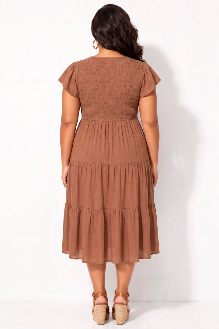 blue pepper Dresses Plus Size Willow Breeze Midi Dress - Brown
