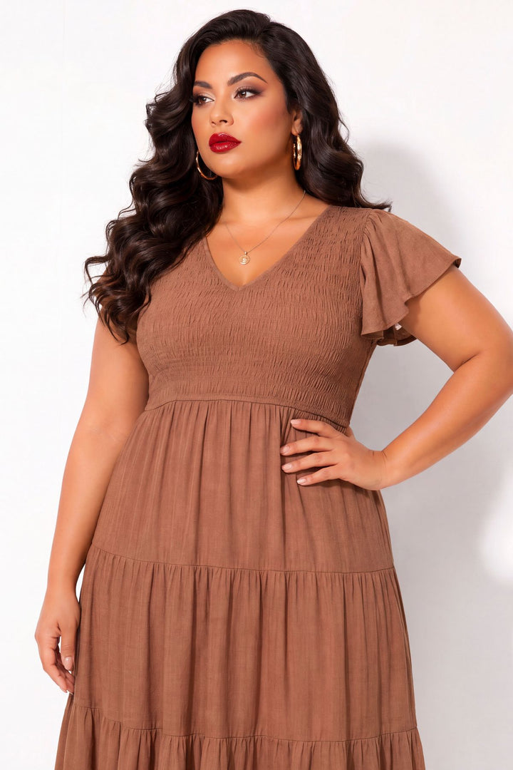 blue pepper Dresses Plus Size Willow Breeze Midi Dress - Brown