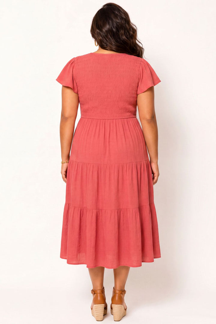 blue pepper Dresses Plus Size Willow Breeze Midi Dress - Marsala