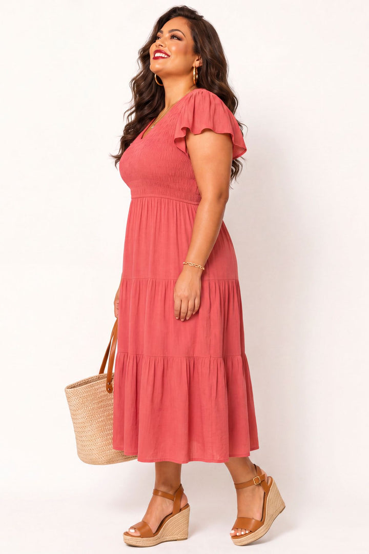 blue pepper Dresses Plus Size Willow Breeze Midi Dress - Marsala