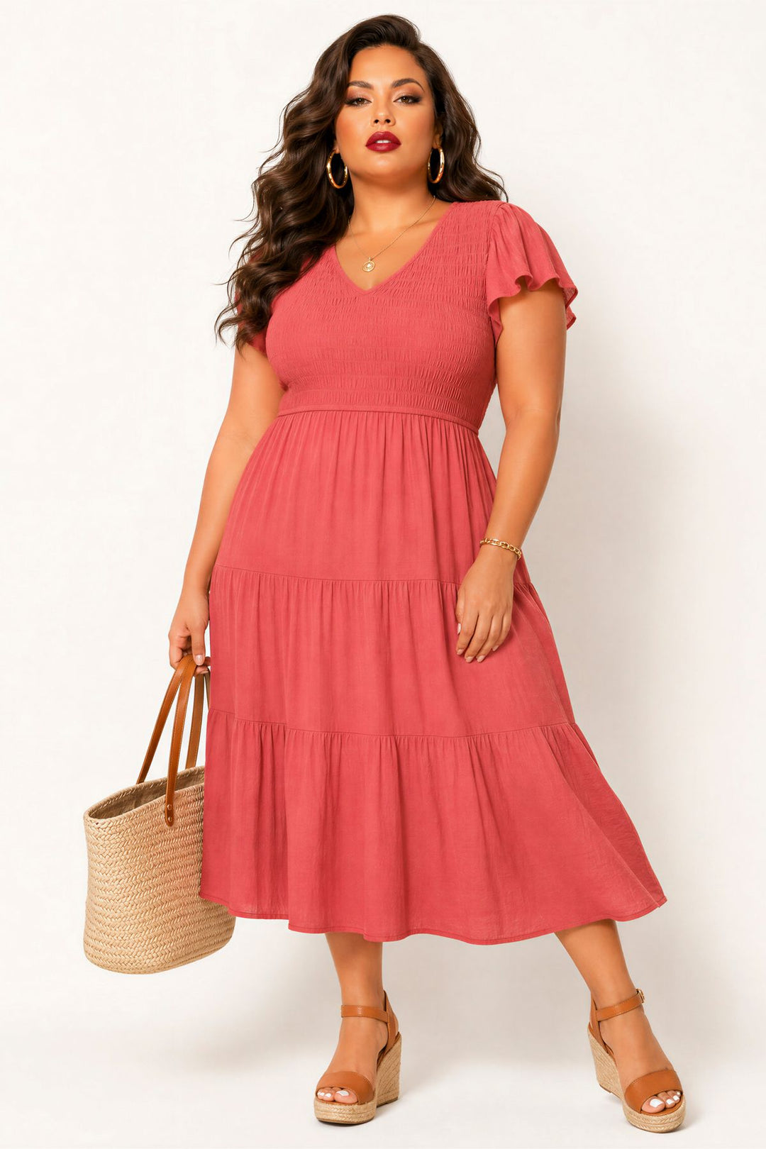 blue pepper Dresses Plus Size Willow Breeze Midi Dress - Marsala