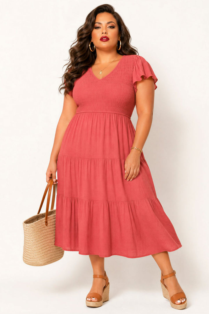 blue pepper Dresses Plus Size Willow Breeze Midi Dress - Marsala