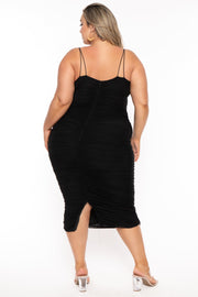 ROSEVELVET Dresses Plus Size Yesenia Ruched Mesh Dress - Black