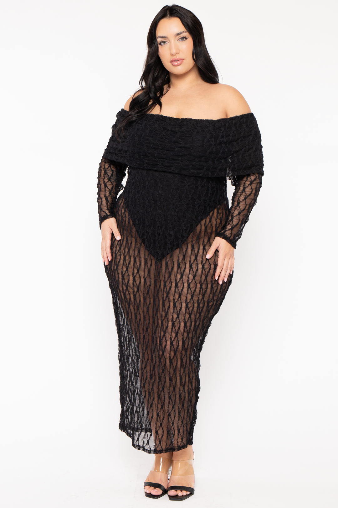 Curvy Sense Dresses Plus Size Zafira Lace Maxi Dress - Black