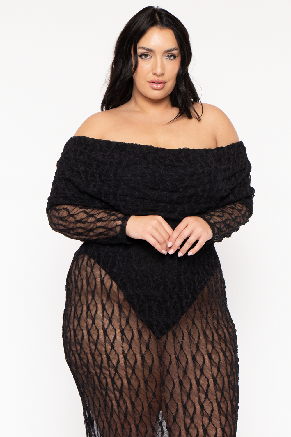 Curvy Sense Dresses Plus Size Zafira Lace Maxi Dress - Black