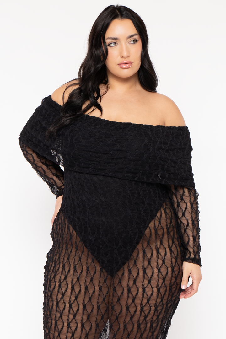 Curvy Sense Dresses Plus Size Zafira Lace Maxi Dress - Black