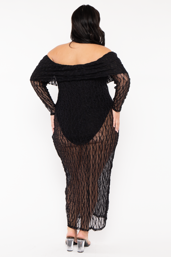 Curvy Sense Dresses Plus Size Zafira Lace Maxi Dress - Black