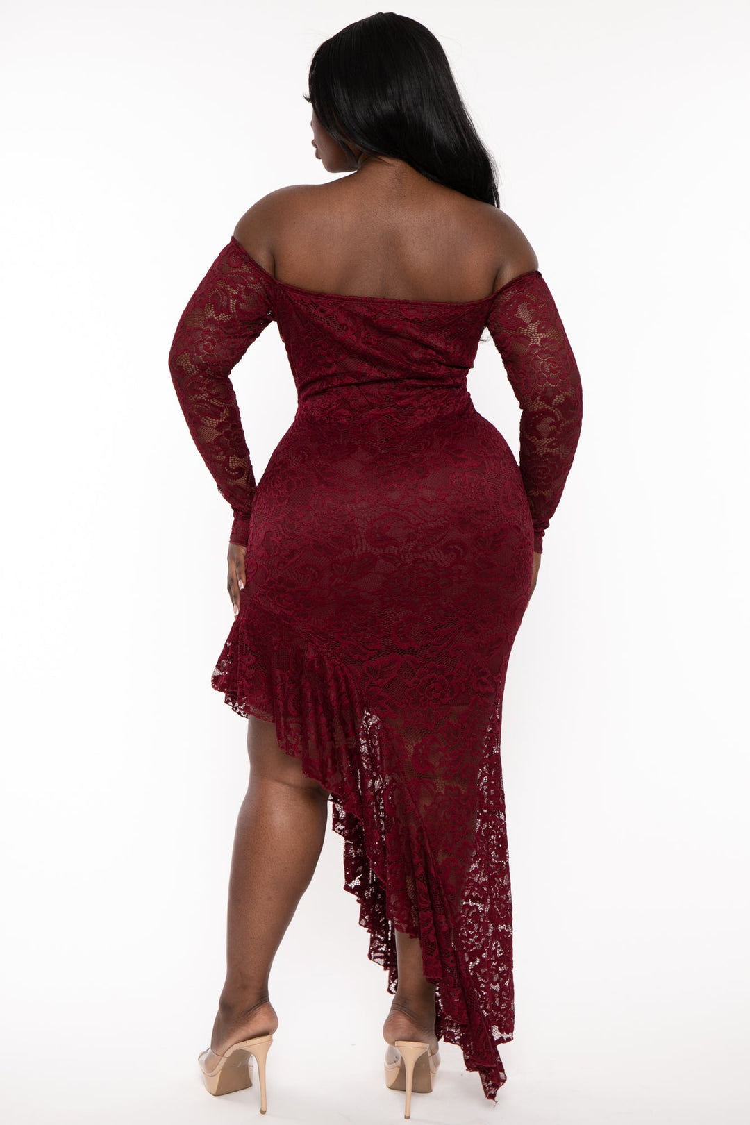 Curvy Sense Dresses Plus Size Zaida Lace Maxi Dress - Burgundy