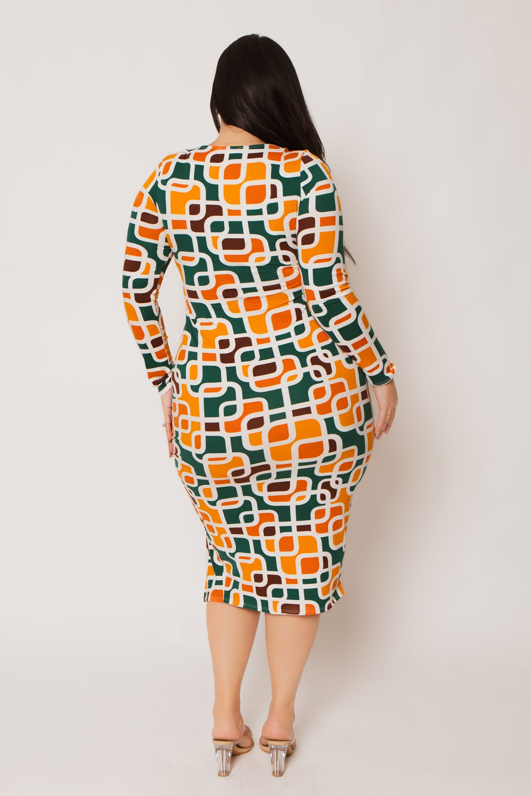 Curvy Sense Inc. Dresses Plus Size Zaria Midi Dress - Orange