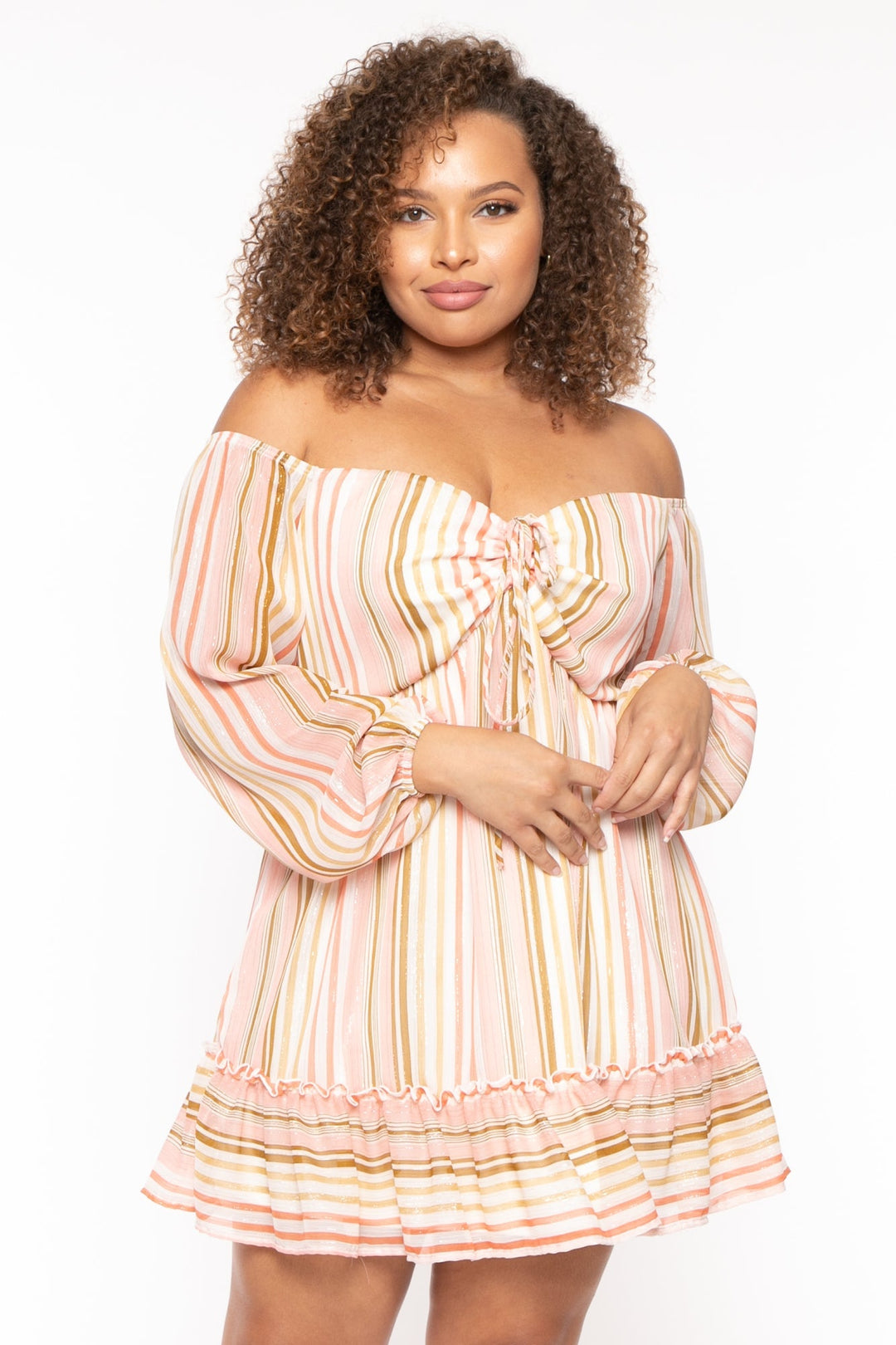 Curvy Sense Dresses Plus Size Zariah Striped Print  Dress  - Multi