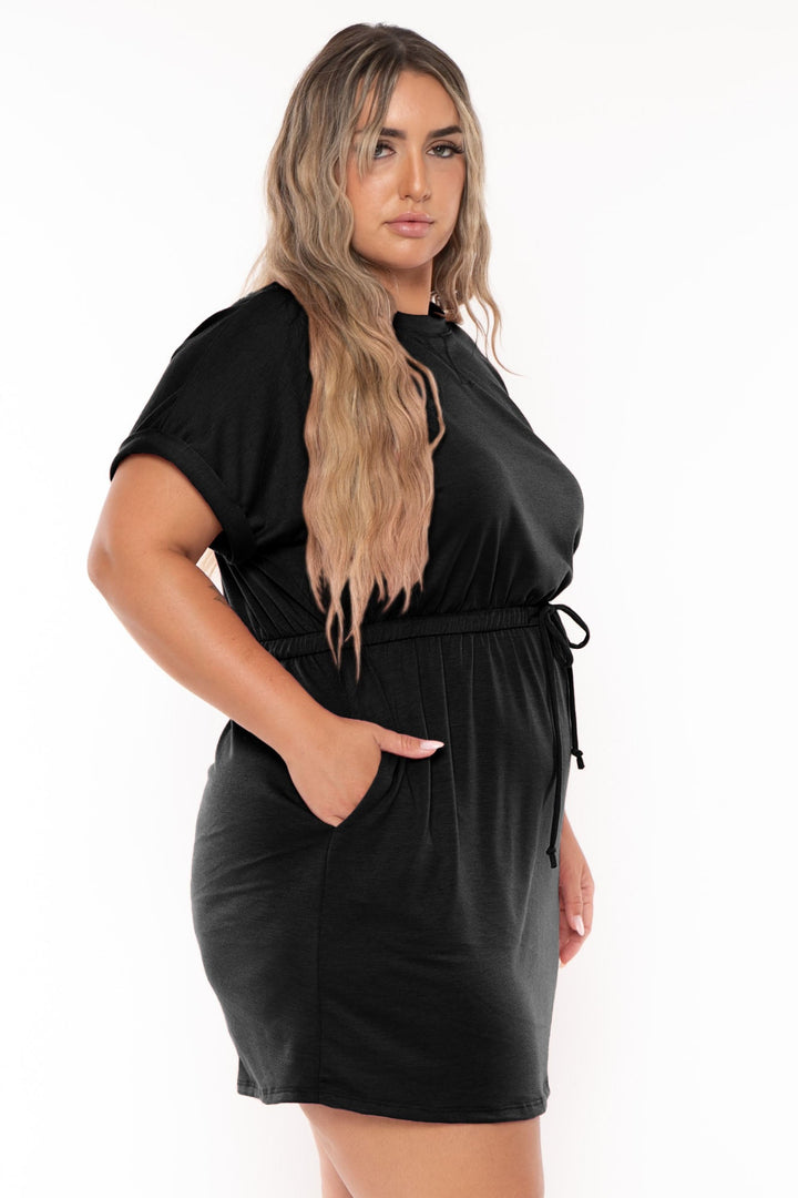 Curvy Sense Dresses Plus Size Zenna   Mini Dress - Black