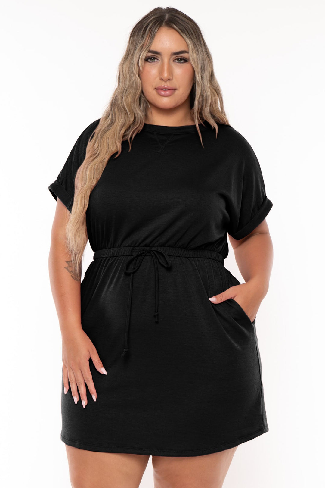 Curvy Sense Dresses Plus Size Zenna   Mini Dress - Black