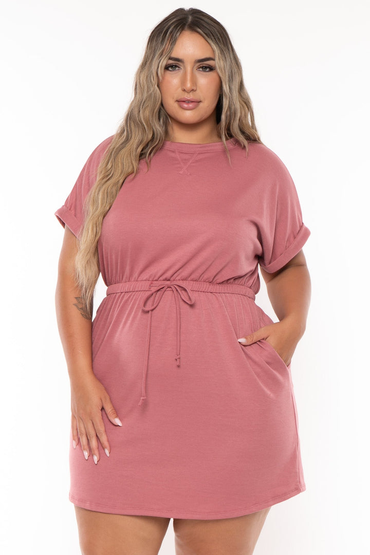 Curvy Sense Dresses Plus Size Zenna   Mini Dress - Mauve