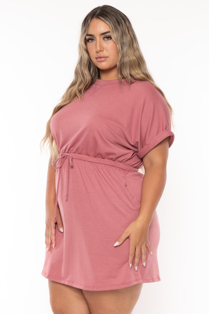 Curvy Sense Dresses Plus Size Zenna   Mini Dress - Mauve