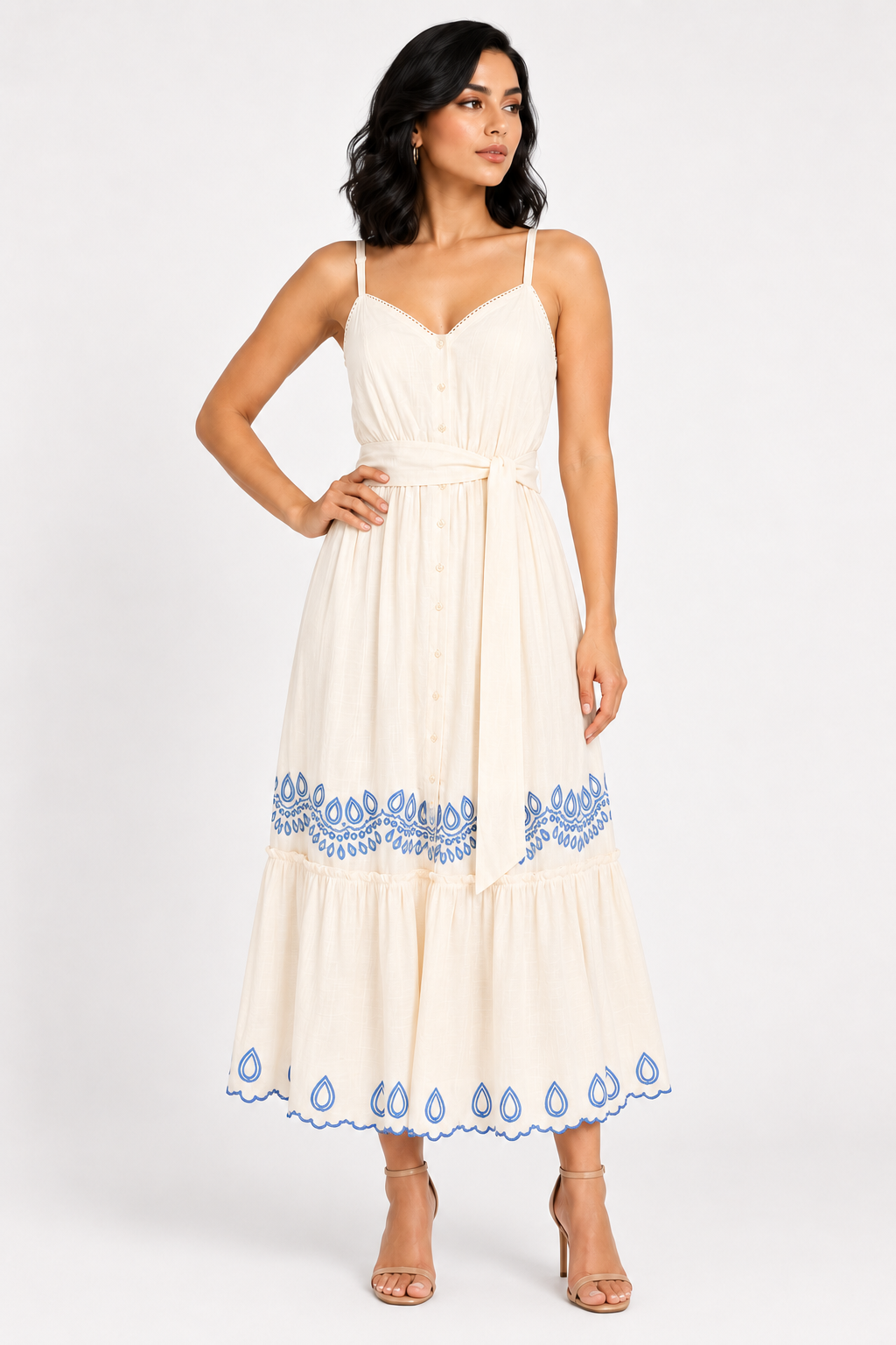 zah DRESSES Thalia Embroidered Maxi Dress - Ivory