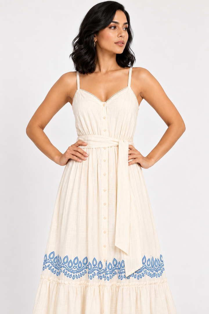 zah DRESSES Thalia Embroidered Maxi Dress - Ivory