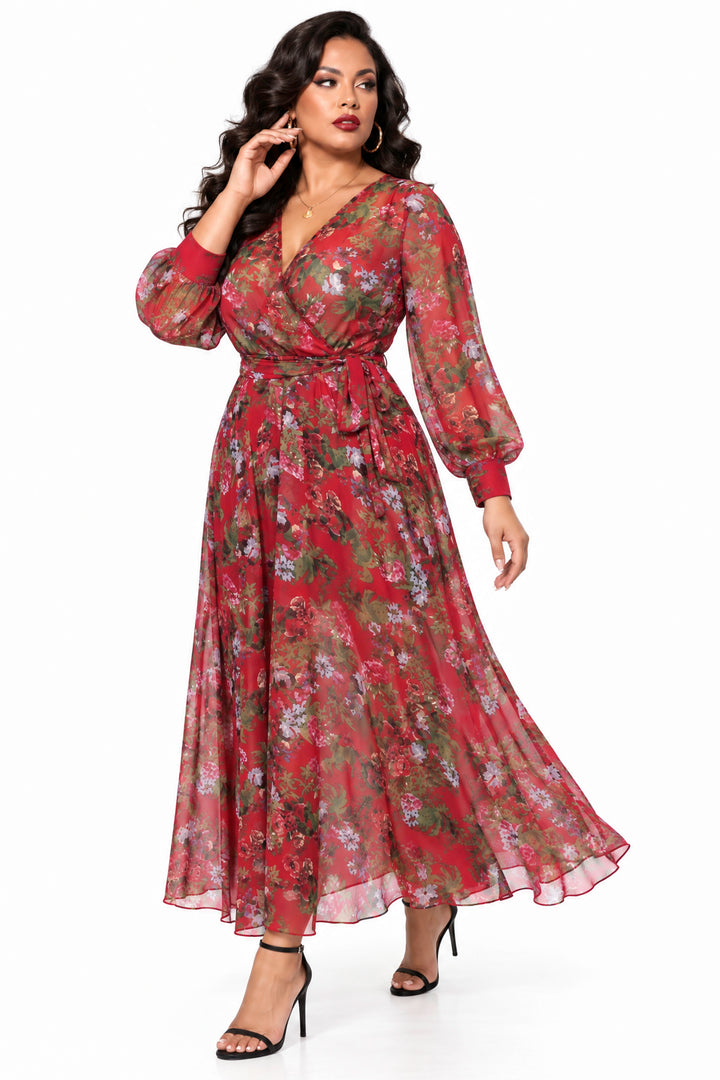 Spy Zone Dresses Virelia Crimson Garden Maxi Dress - Red