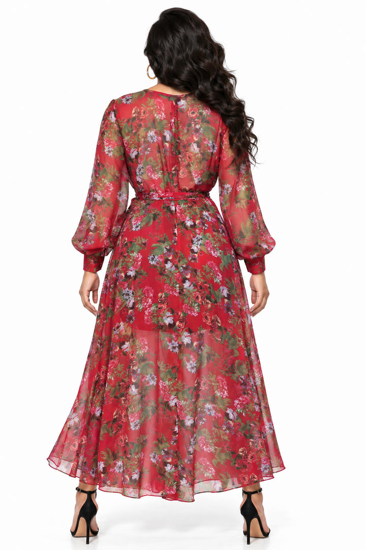Spy Zone Dresses Virelia Crimson Garden Maxi Dress - Red