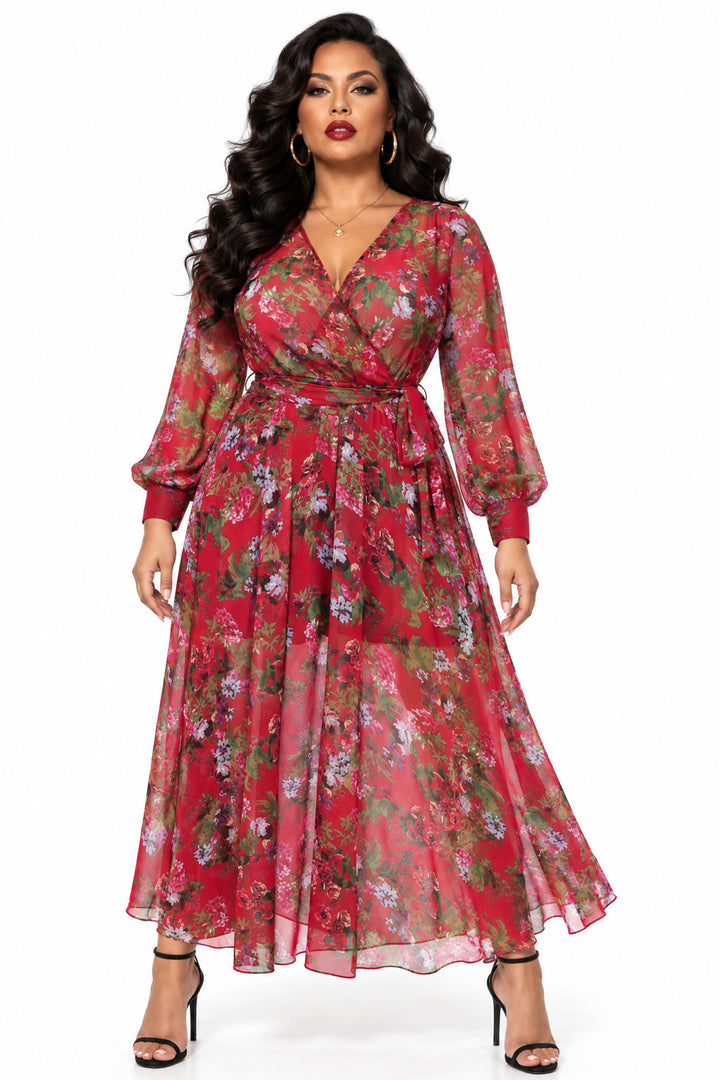 Spy Zone Dresses Virelia Crimson Garden Maxi Dress - Red