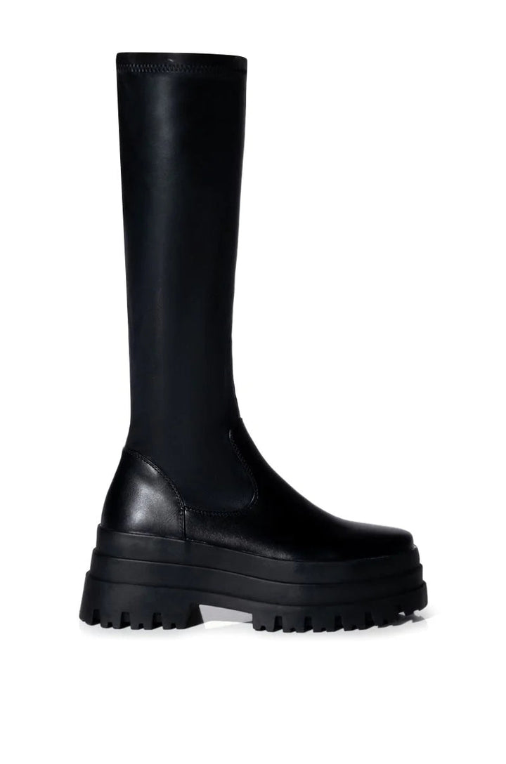 Azalea Wang Footwear Stretch Aretha Platform Knee High Boots - Black