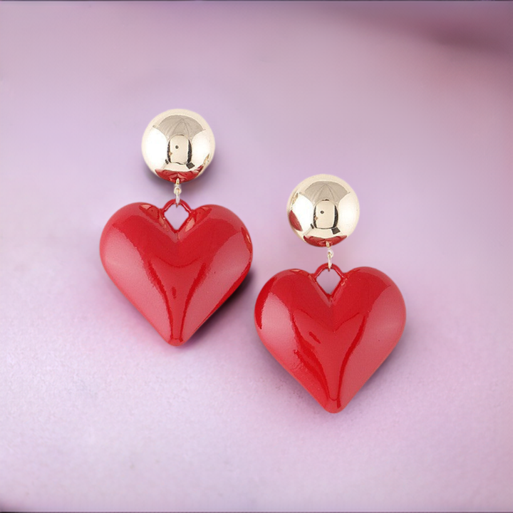 H&D Handbags Red Be Your Heart Earrings- Red