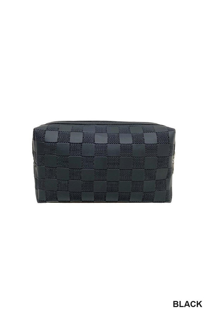 ZENANA Handbags Gaga Monogram Cosmetic Bag -Black