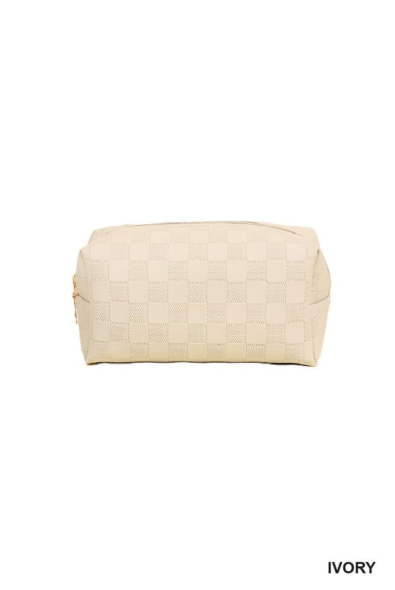 ZENANA Handbags Gaga Monogram Cosmetic Bag - Ivory