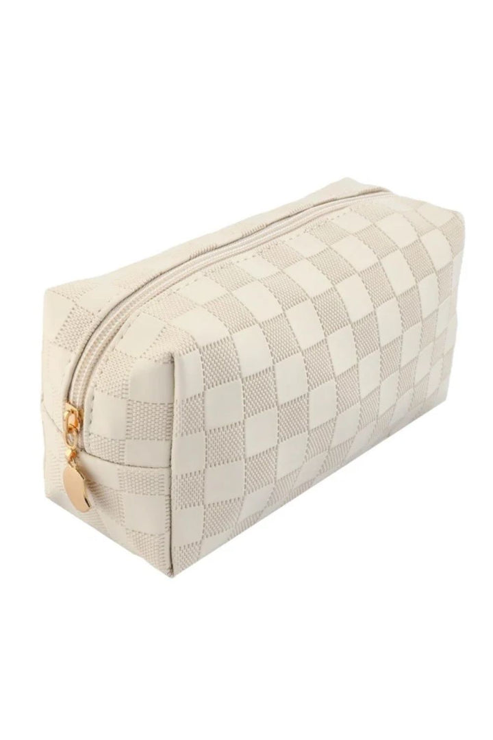 ZENANA Handbags Gaga Monogram Cosmetic Bag - Ivory