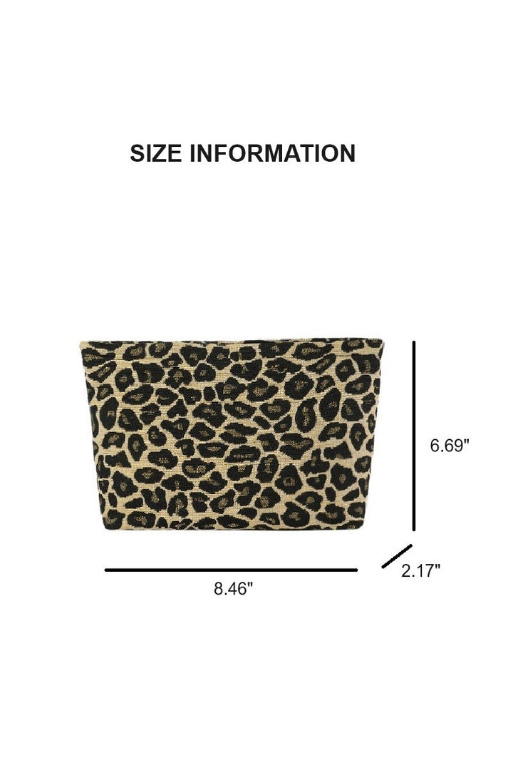 ZENANA Handbags Lina Leopard Cosmetic Travel Bag - Black