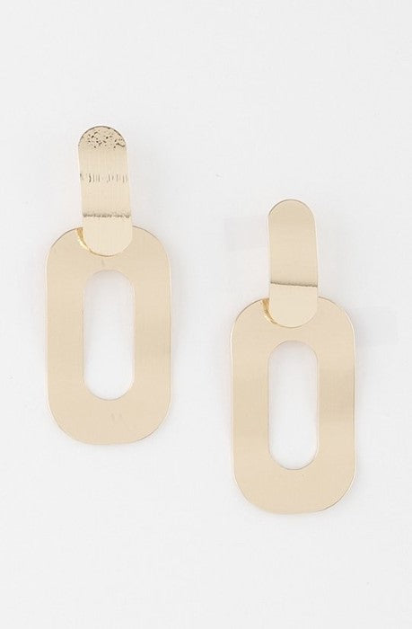 H&D Handbags Gold Minimal Oval Drop Earrings-Gold