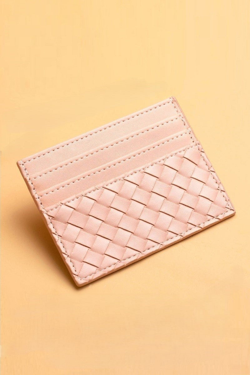 ZENANA Handbags Sabrina Slim Woven Card Wallet - Pink