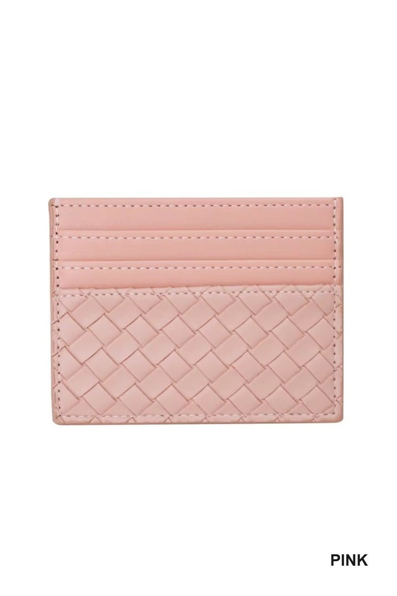 ZENANA Handbags Sabrina Slim Woven Card Wallet - Pink