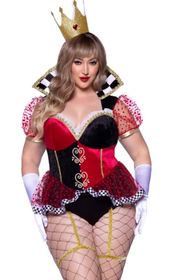 DONNA DI CAPRI Intimates Plus Size 2 piece Queen of Hearts Costume-Black
