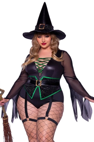 DONNA DI CAPRI Intimates 1X-2X / Black Plus Size 2 piece Sexy Witch Costume-Black