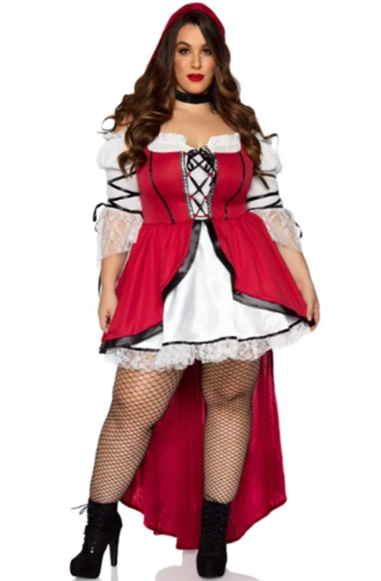 DONNA DI CAPRI Intimates 1X-2X / Black Plus Size 2-Piece Storybook Red Riding Hood Costume-Red