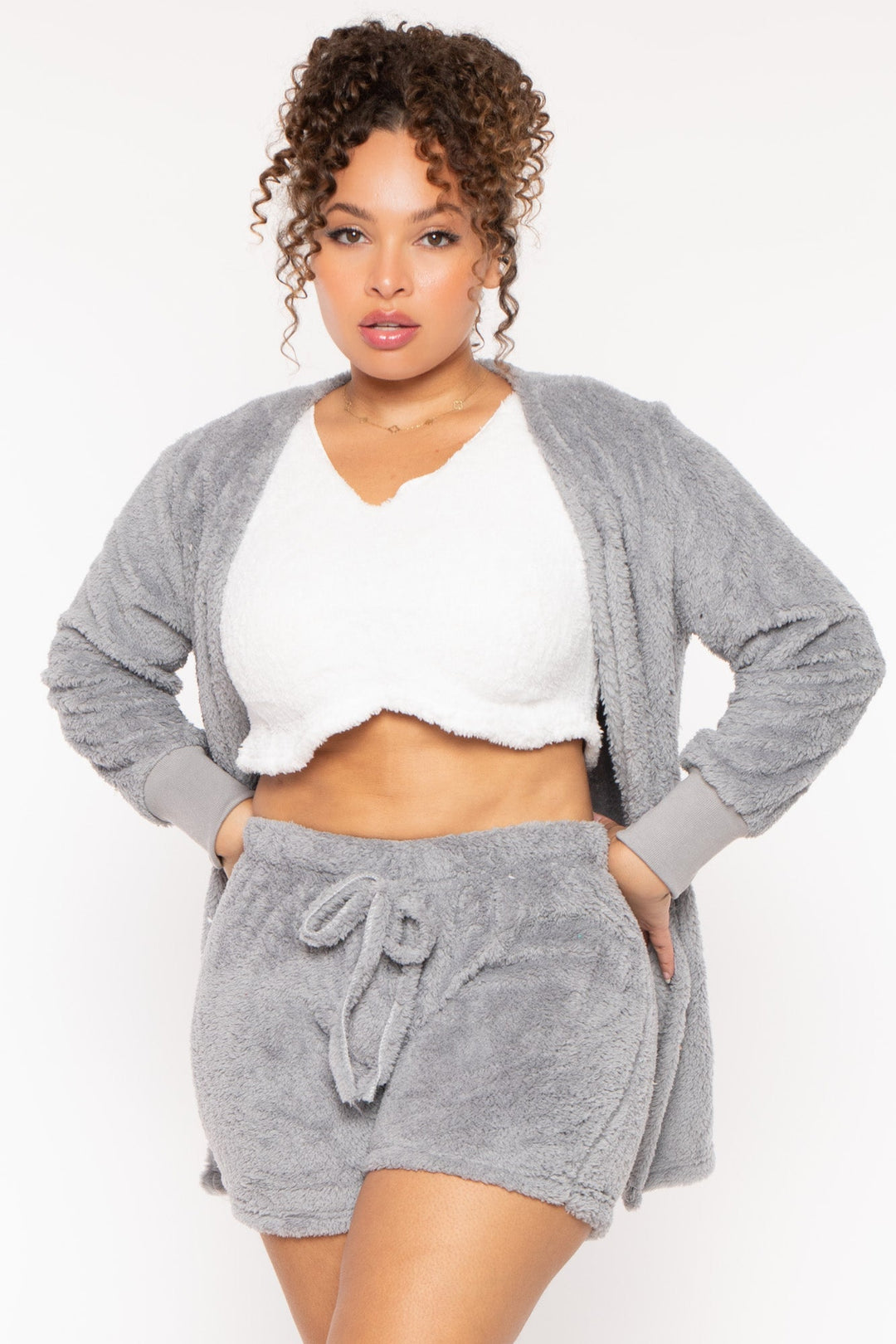 China Intimates Plus Size Cozy up   3pc  set- Grey