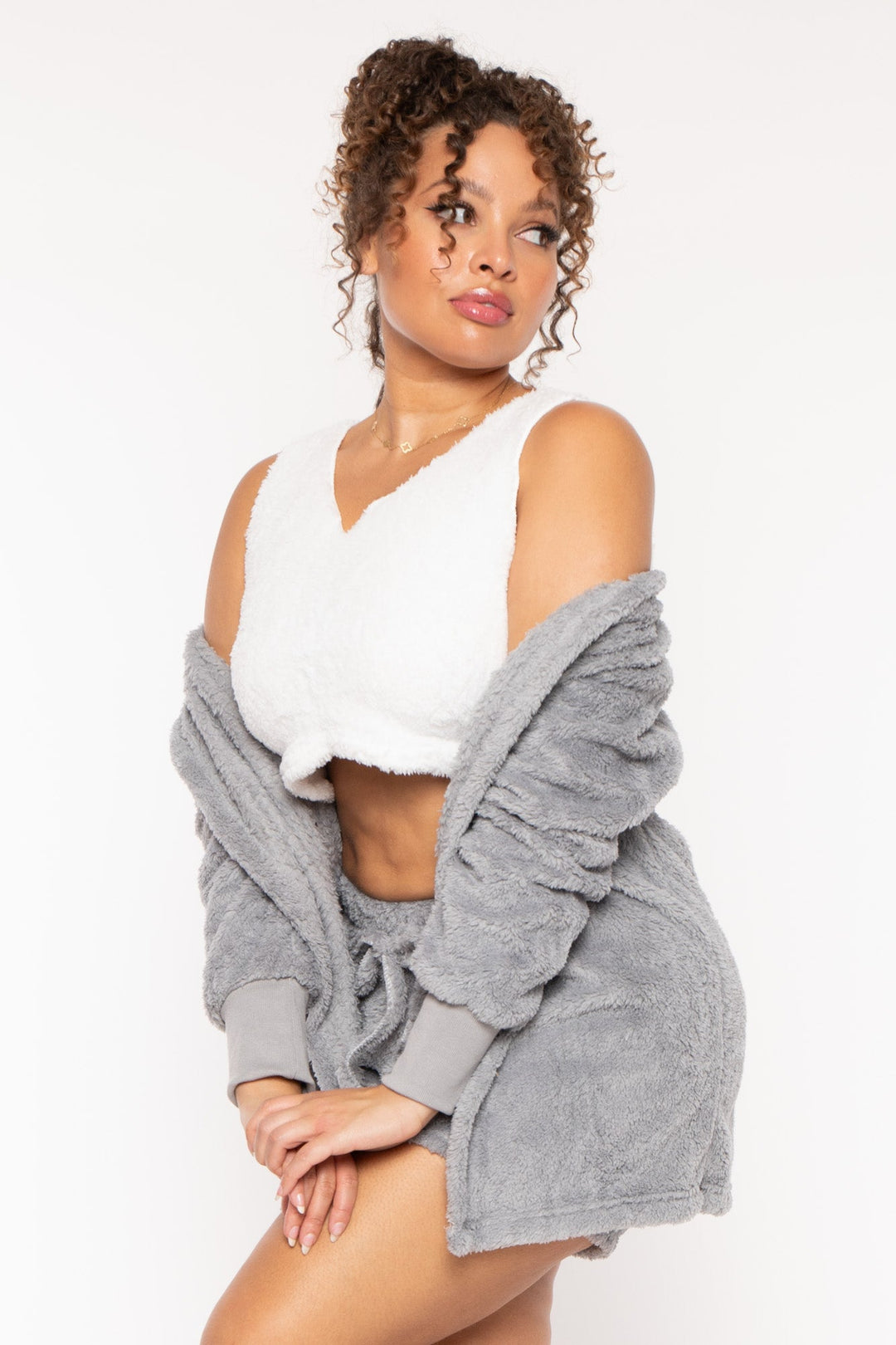 China Intimates Plus Size Cozy up   3pc  set- Grey