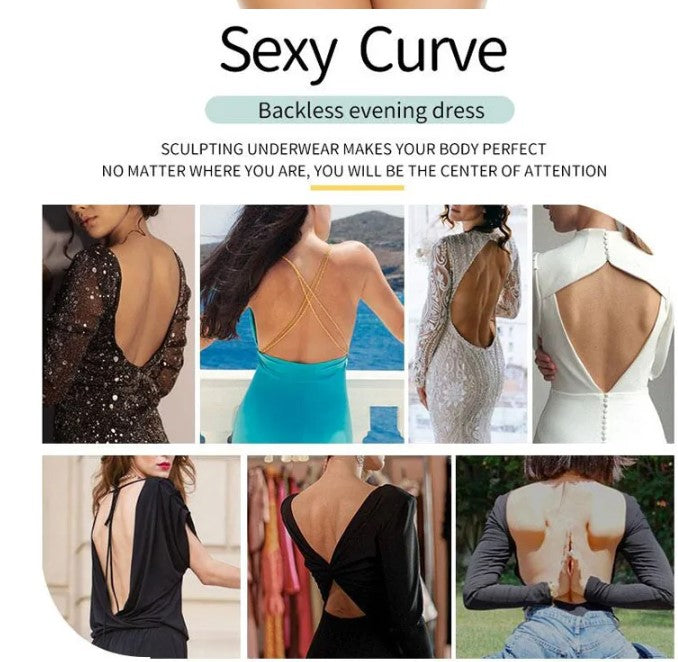 Plus Size Deep V Invisible Bra Backless Tummy Control Shapewear – Curvy  Sense